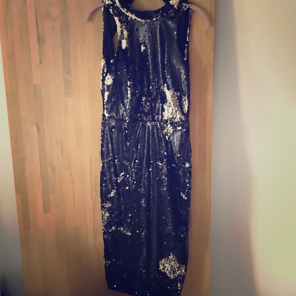Black/gold dual side sequined dress by Zara